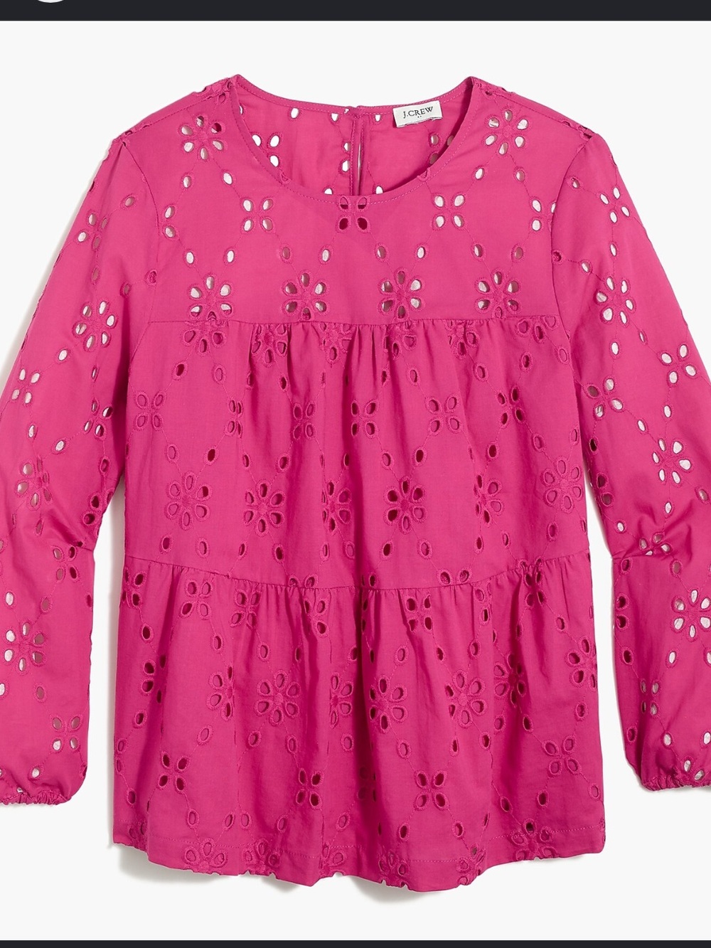 J Crew Eyelet Tiered Popover Top